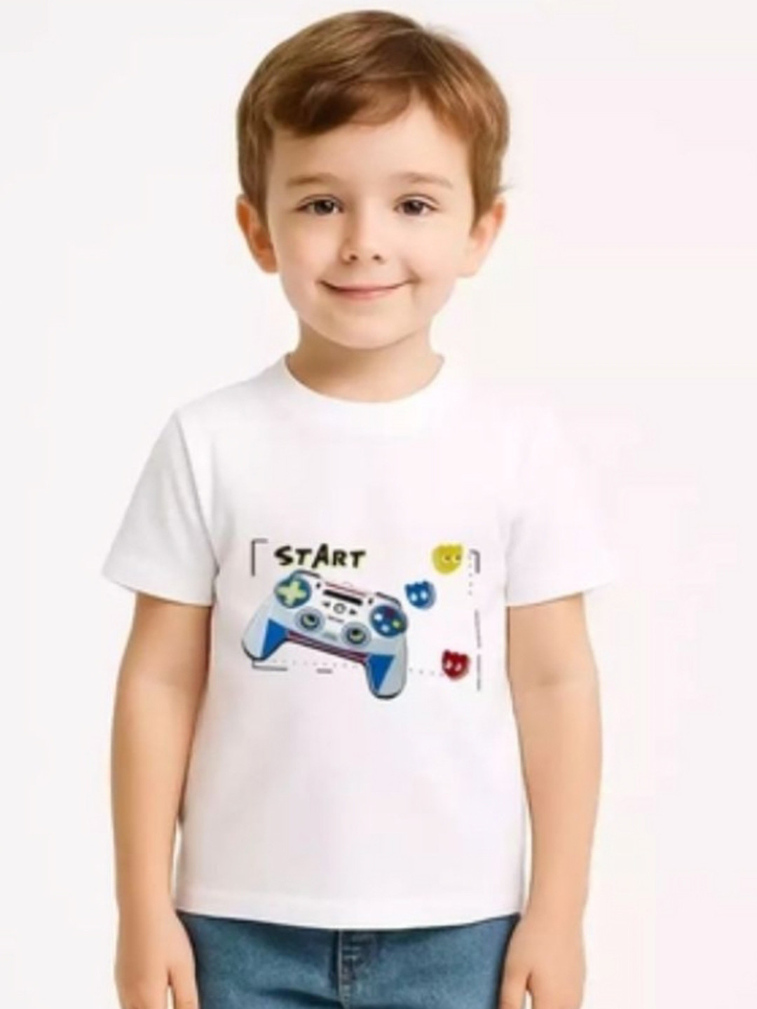 Little Men Boys Graphic Printed Round Neck Cotton T-shirt