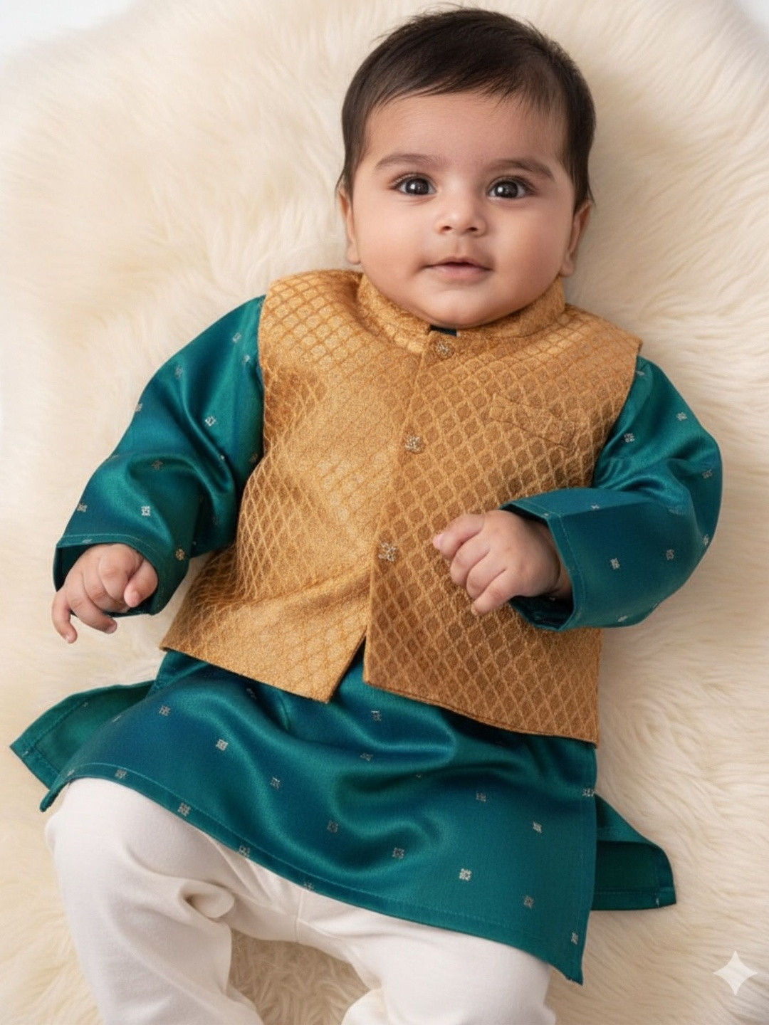 Sangria Peacock Green Zari Kurta Pyjama Set