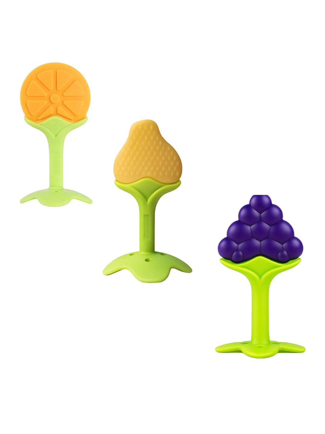 Kalra Magic Kids Pack of 3 Yellow & Green BPA-Free Fruit Shaper Small Teethers