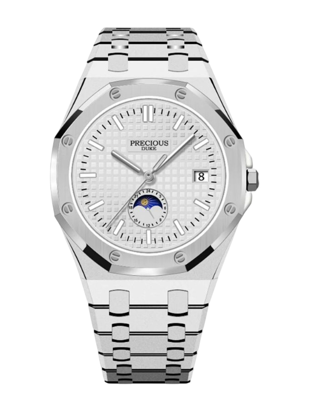 Precious Duke Men Stainless Steel Straps Analogue Watch PD_856758343265-Silver