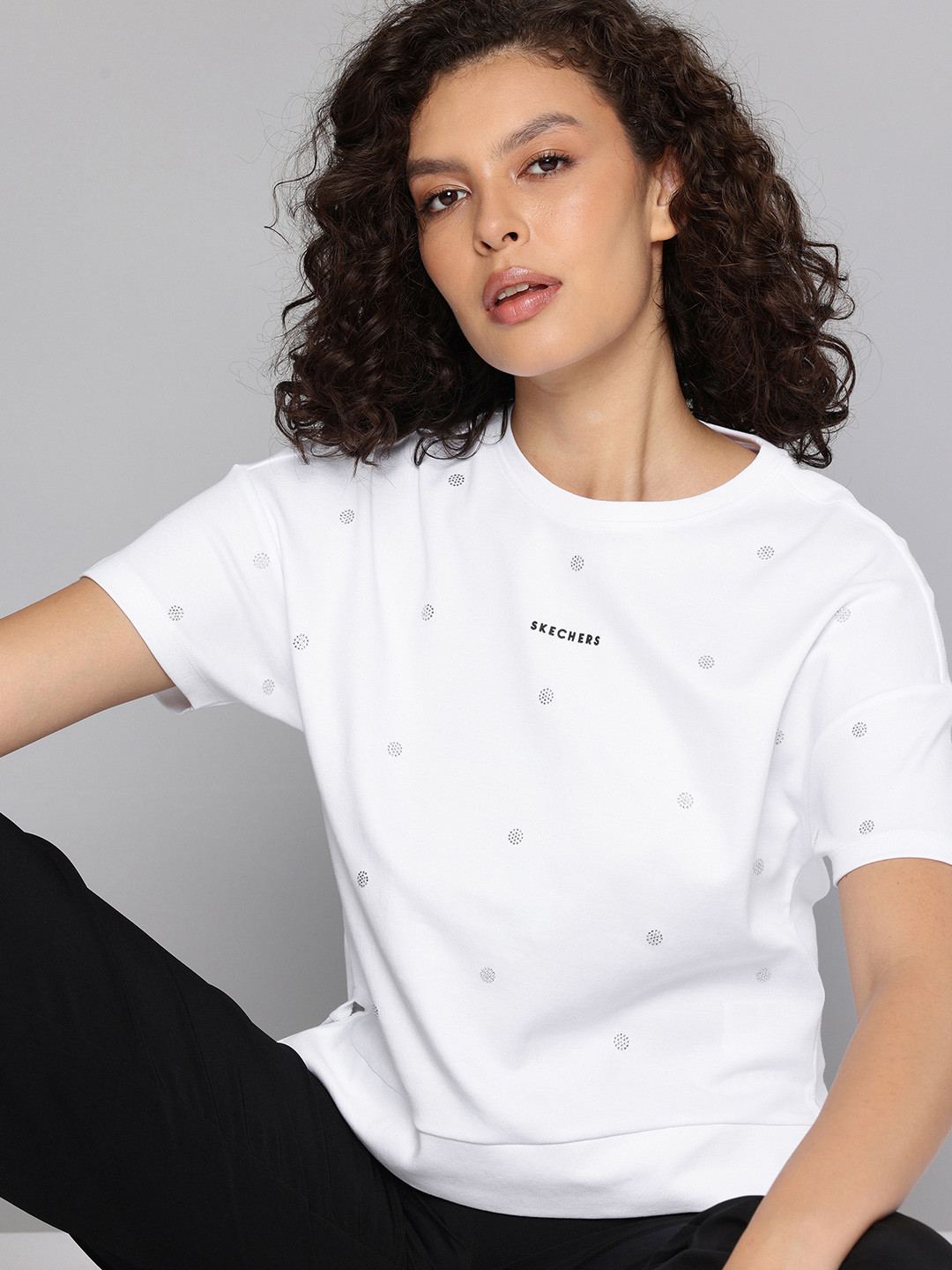 Skechers All-Over Rhinestone Pure Cotton T-shirt