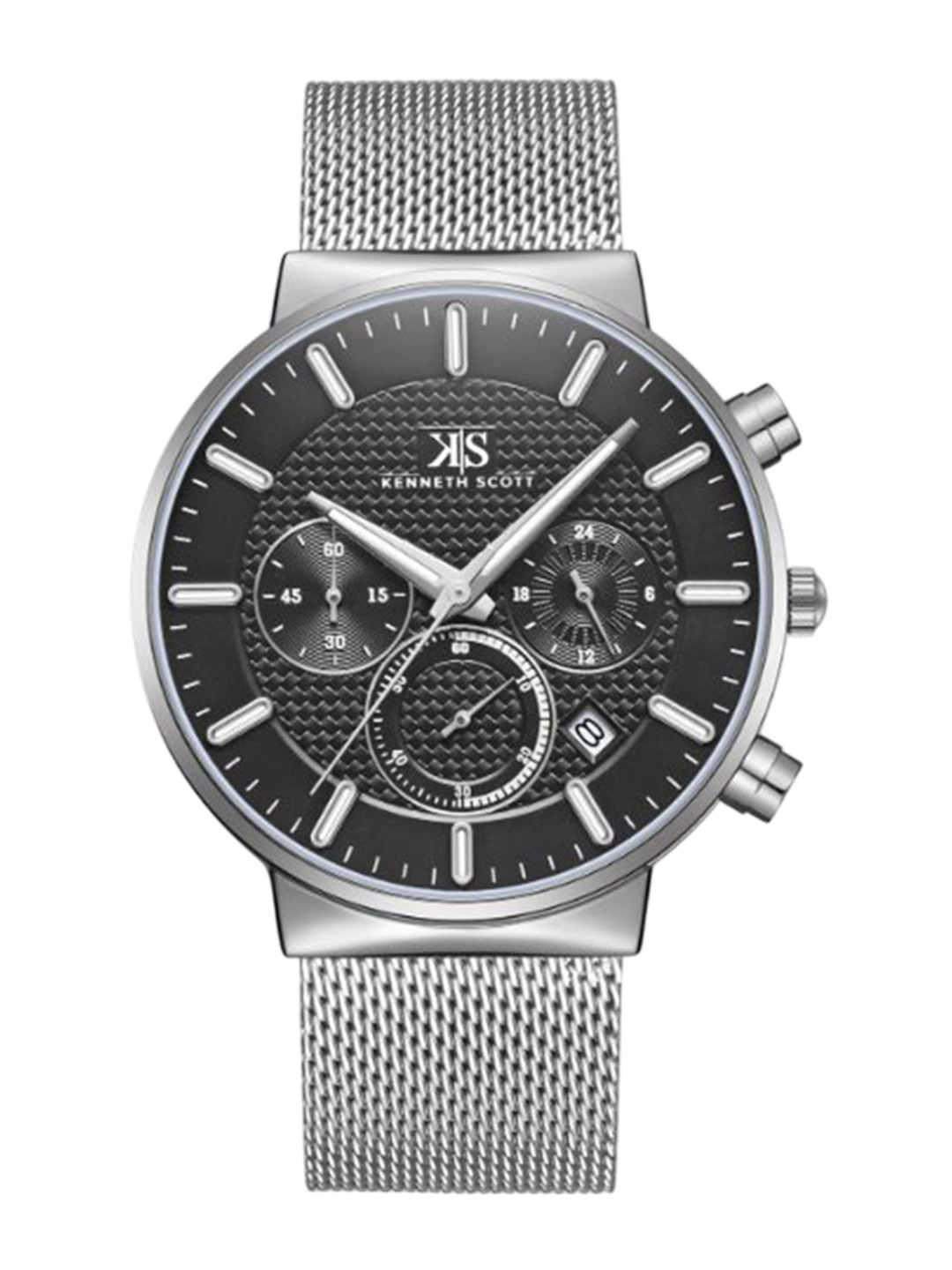 KENNETH SCOTT Men Round Dial & Bracelet Style Straps Analogue Watch K22133-SMSB