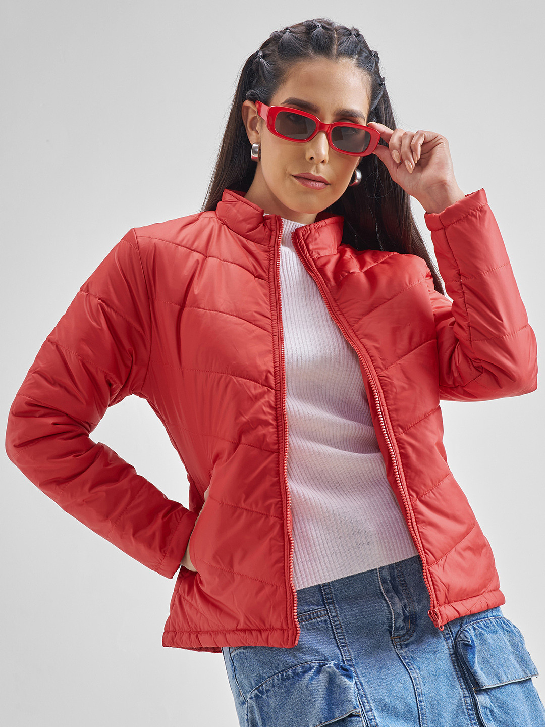 Tokyo Talkies Solid Women Quilted Puffer Jacket