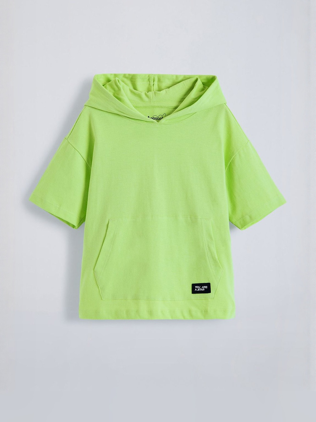 Hopscotch Boys Hooded Kangaroo Pocket Drop-Shoulder Sleeves T-shirt