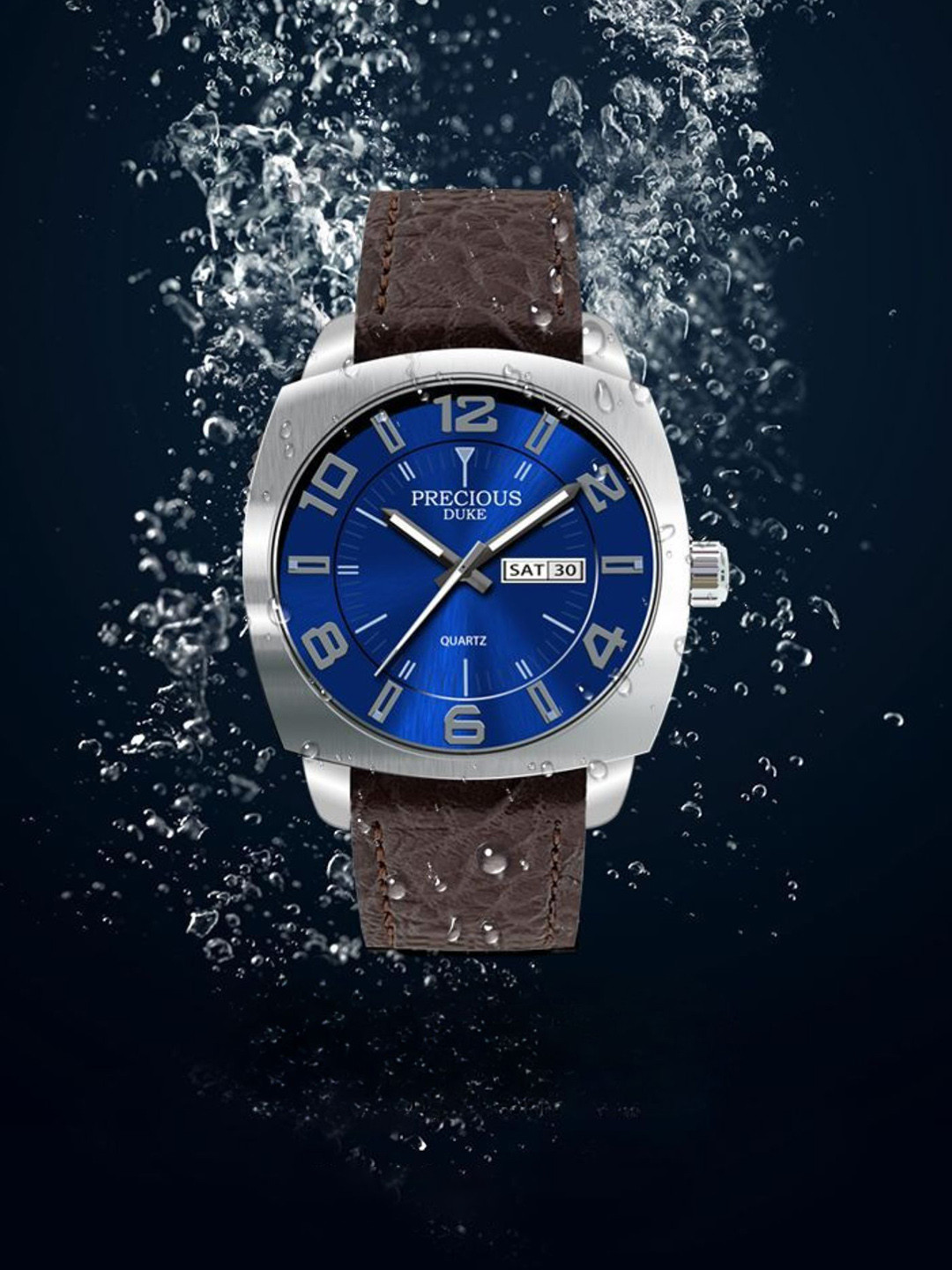 Precious Duke Men Dial & Leather Straps Analogue Watch PD_749842667592-Blue-Brown