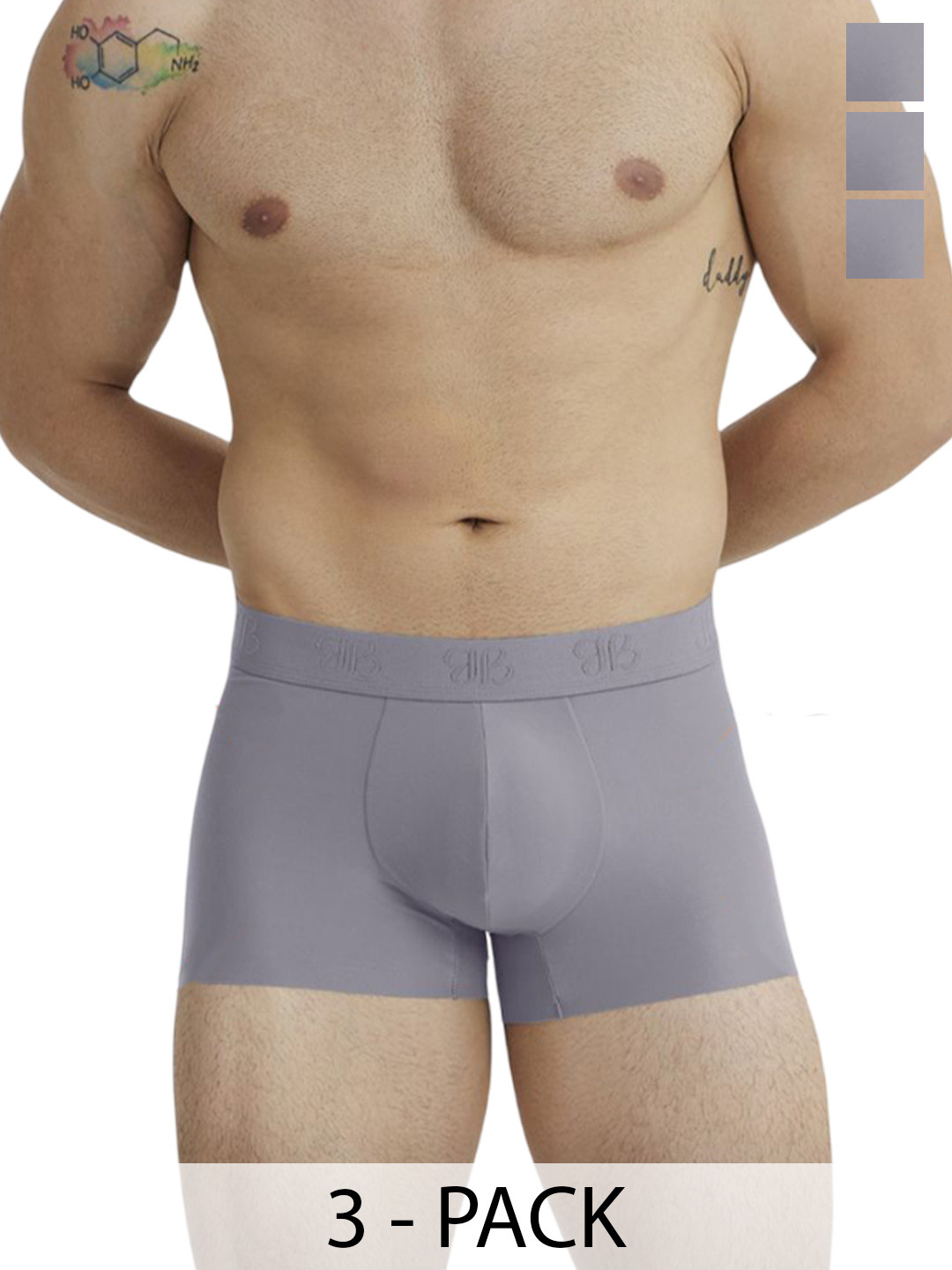 B'there Pack Of 3 Mid-Rise Seamless Trunks U005_DLC_DLC_DLC
