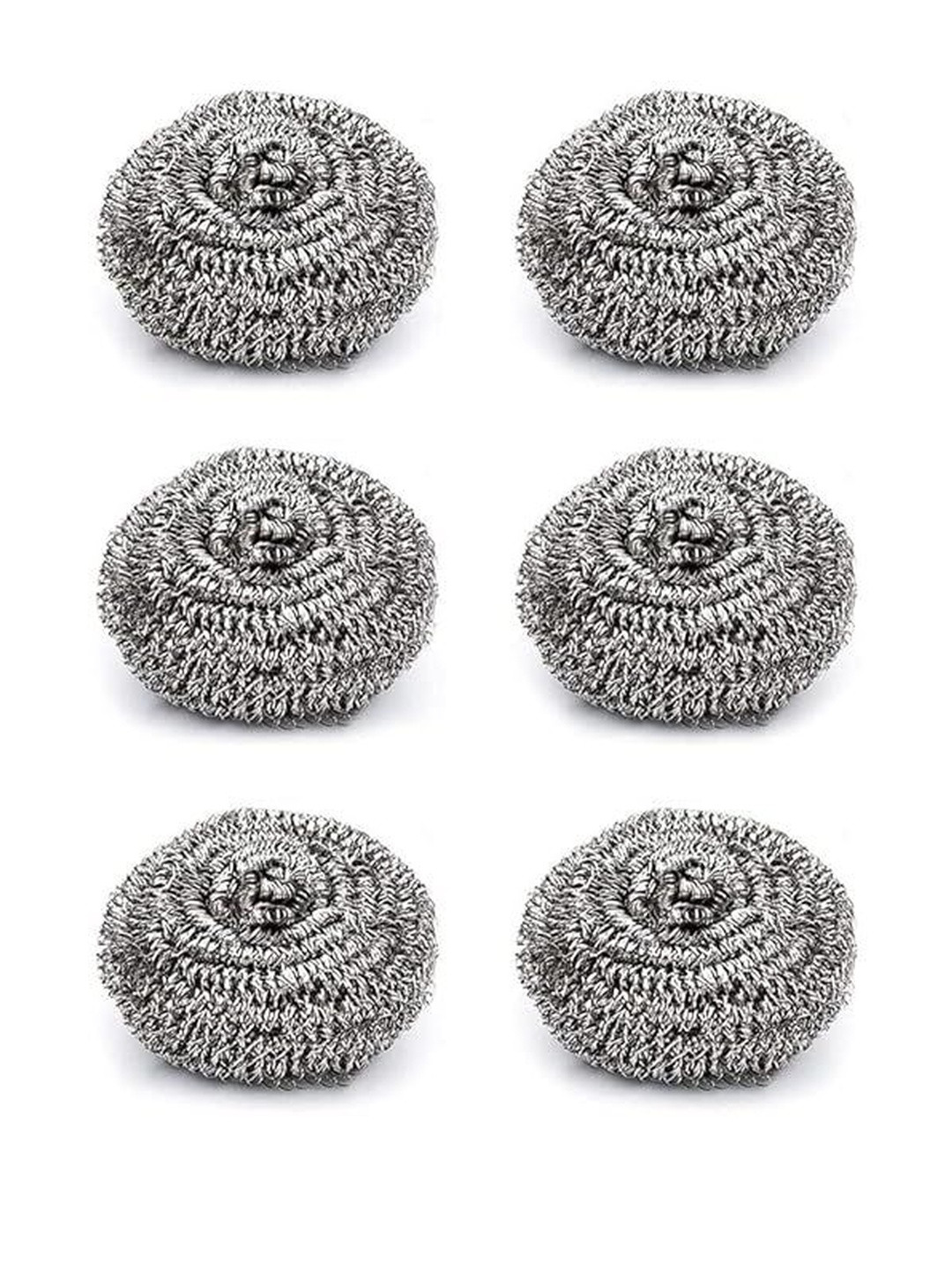 ARPANA BRIGHT Silver-Toned 6 piece Solid Stainless Steel Cleaning Scrubber