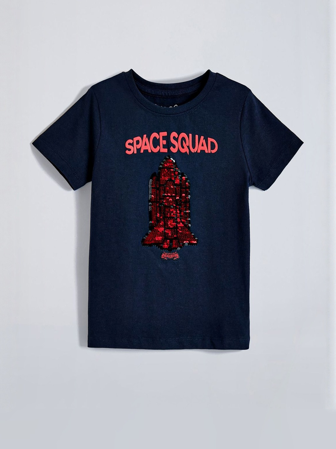 Hopscotch Cotton Flip Sequin Rocket T-shirt