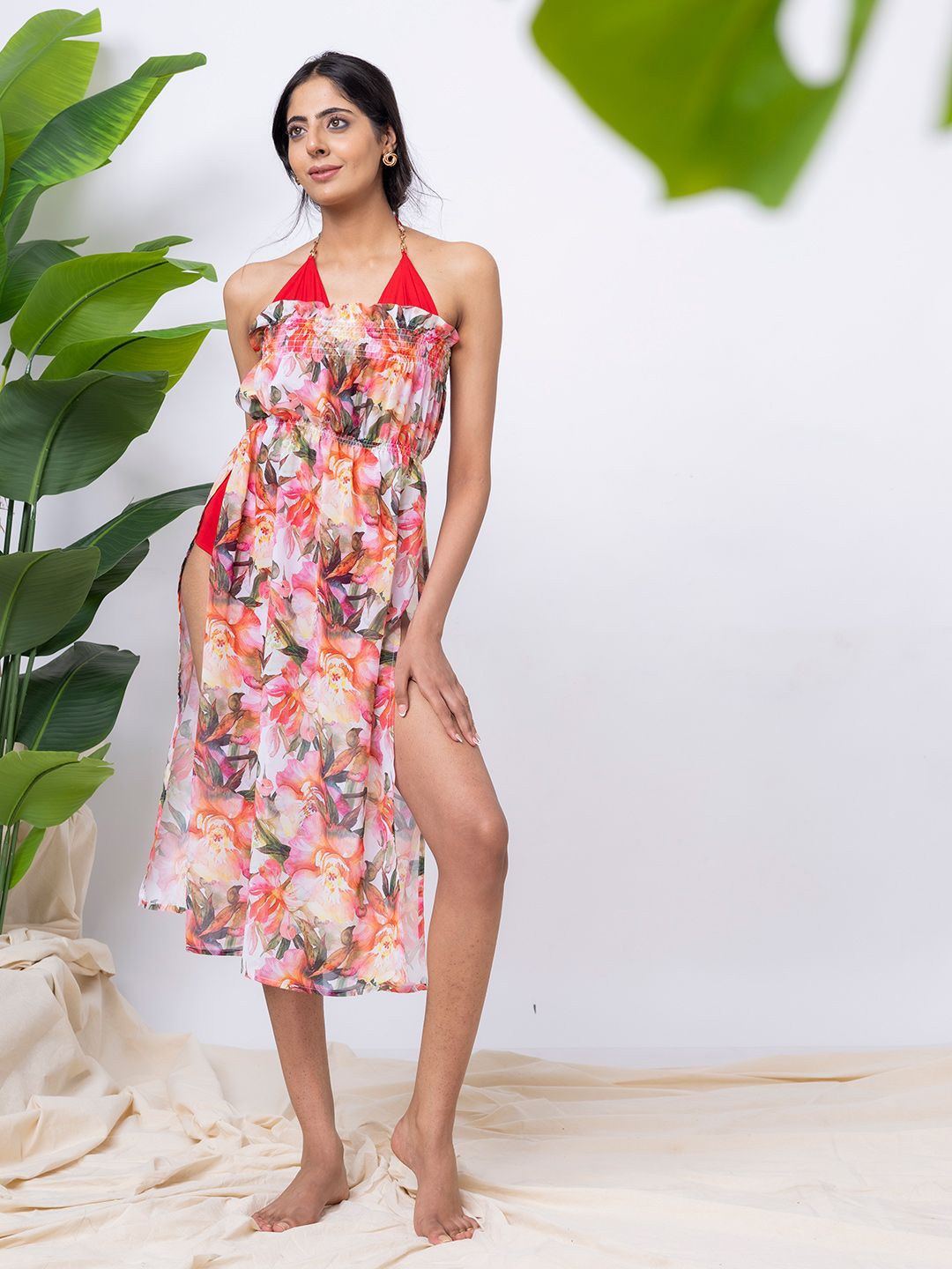Aoba Floral Breeze Beachwear Cover-Up Dress