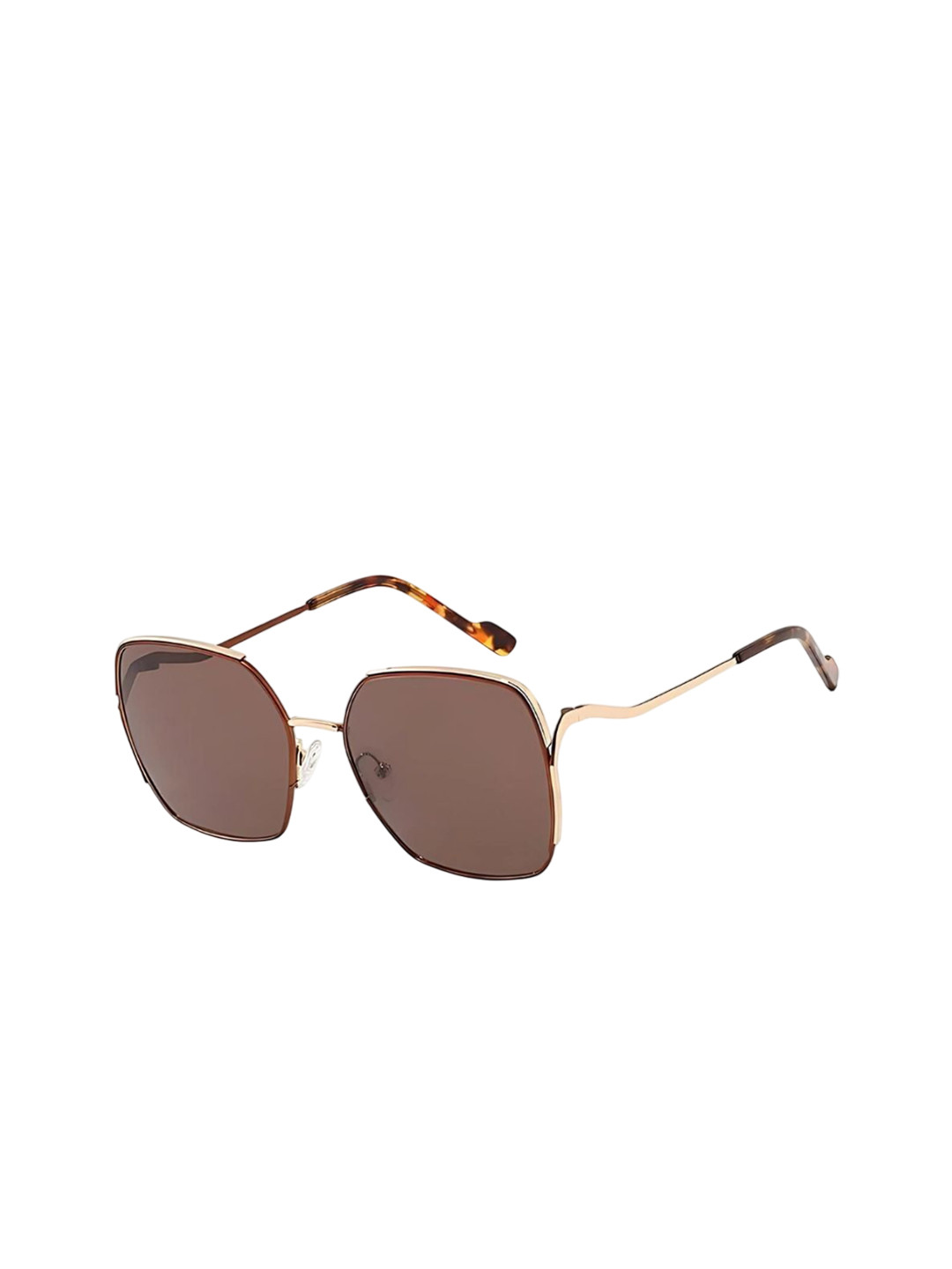 First Lens Unisex Brown Lens & Gold-Toned Square Sunglasses C10400