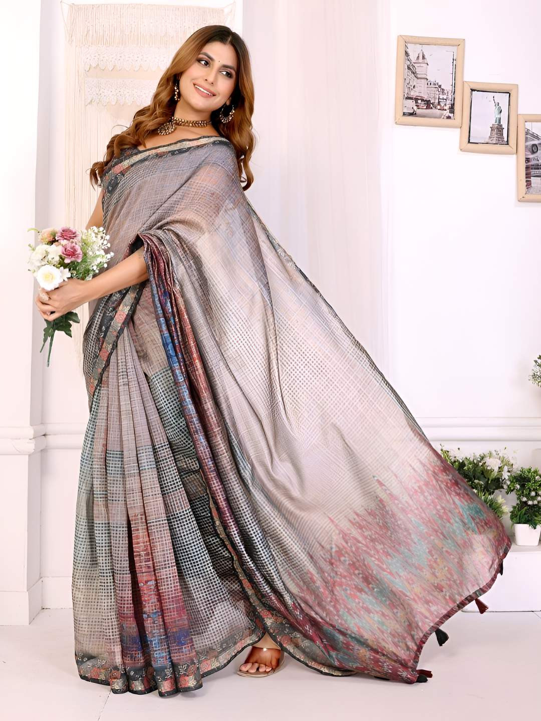 RITABEN HARESHBHAI BHALIYA Abstract Printed Saree