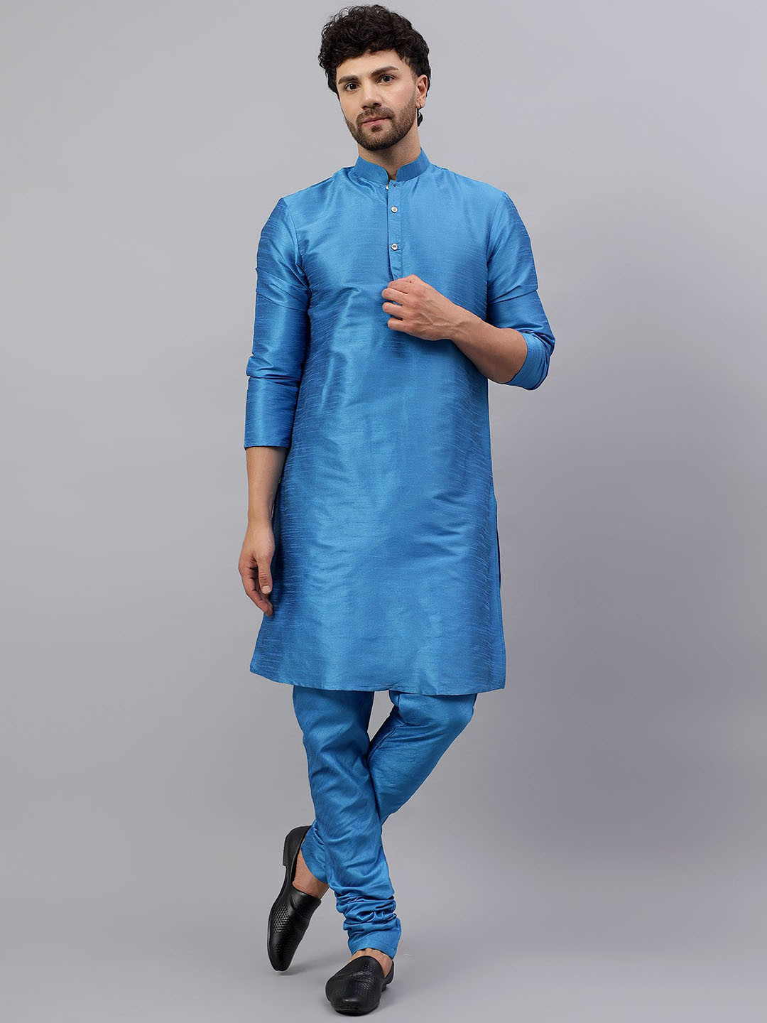 Latest Chikan Garments Mandarin Collar Kurta With Churidar