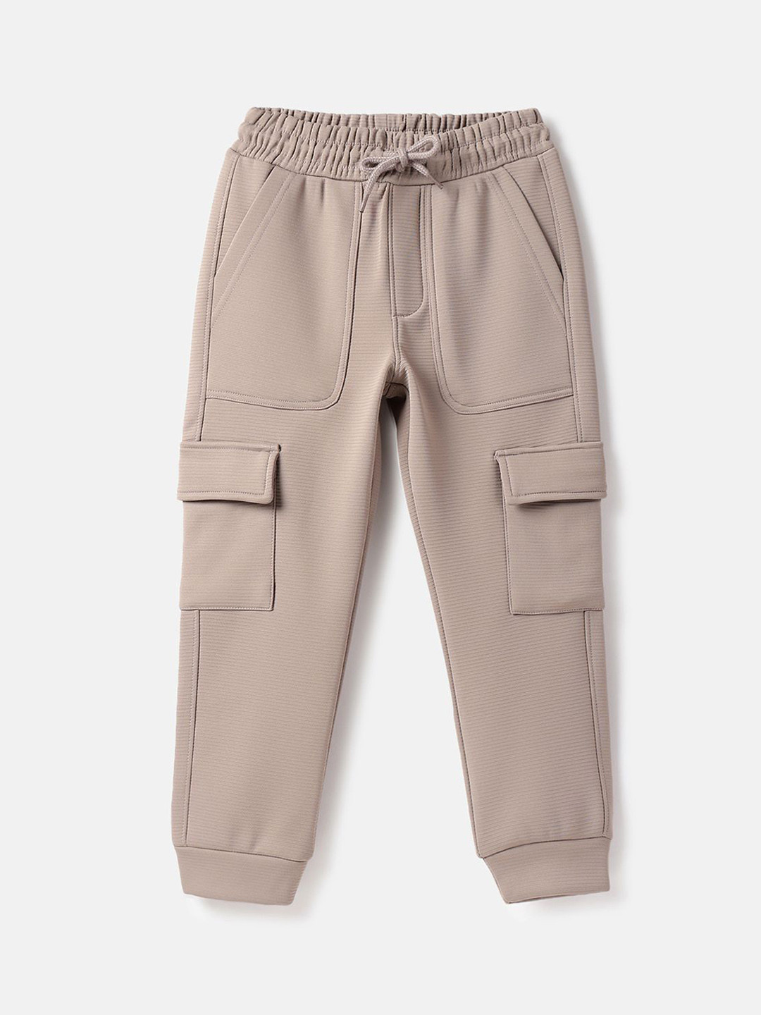 United Colors of Benetton Boys Textured Mid-Rise Cargo-Joggers