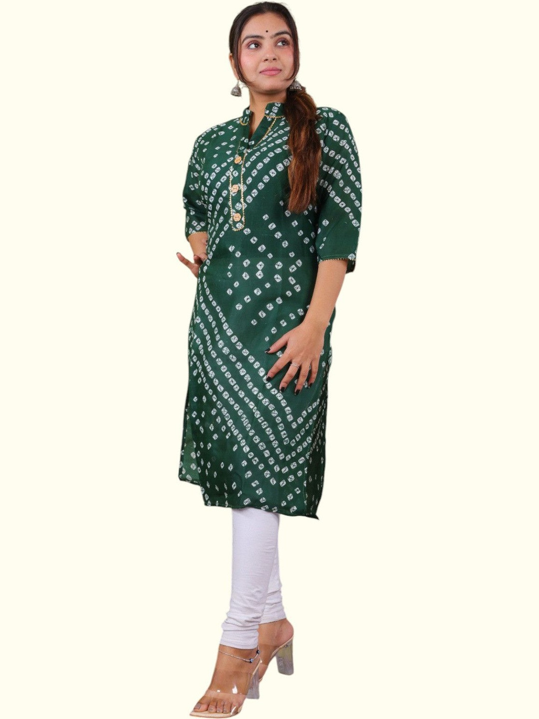 PARTH STYL FASHION Women Green Blended A-Line Kurtas