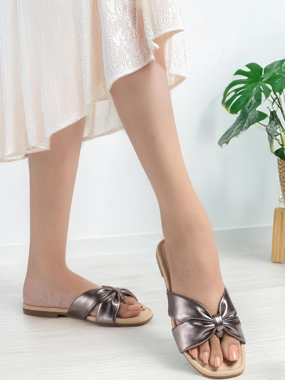 CORSICA Women Dark grey Open Toe Mettalic Flats