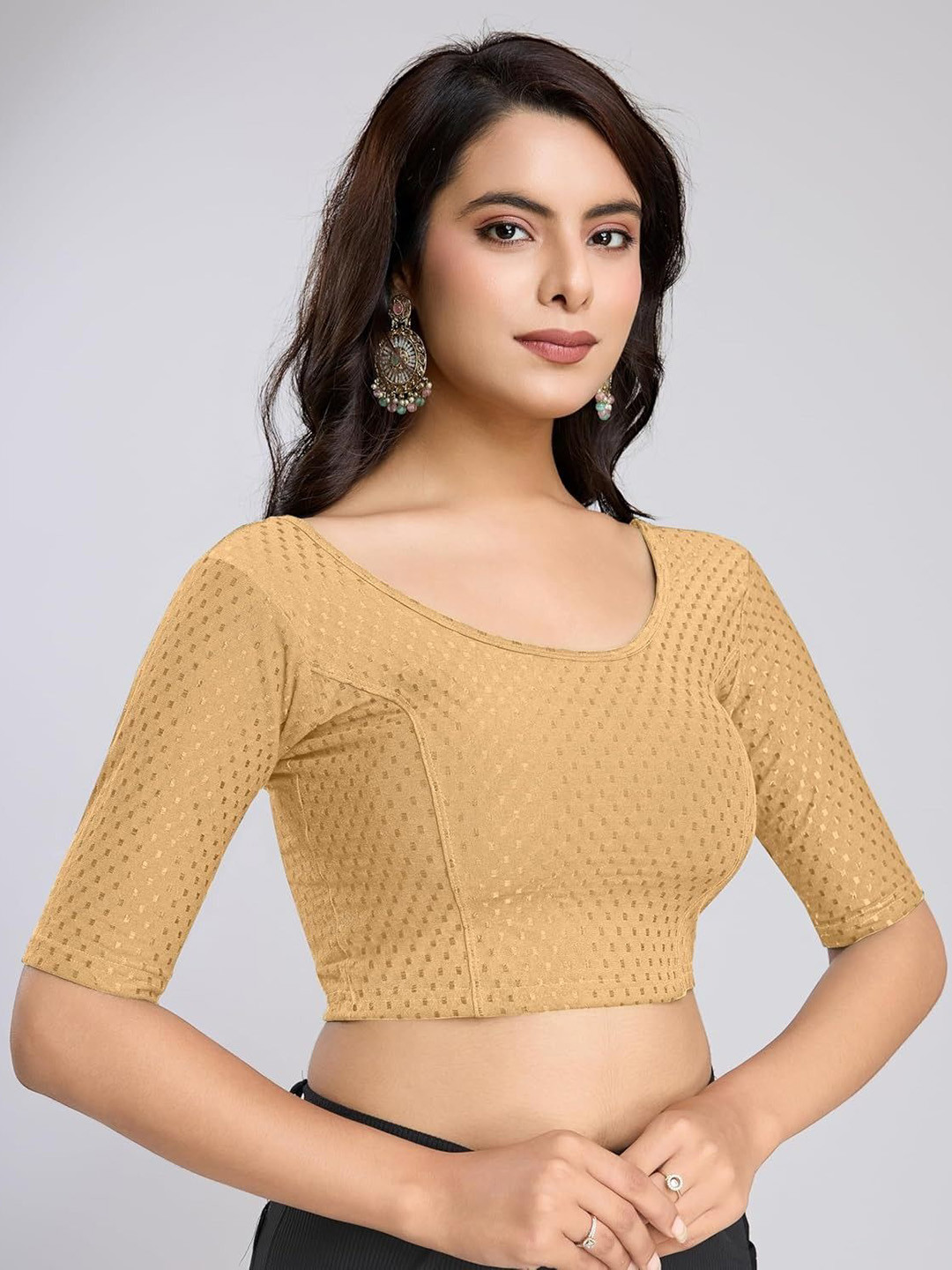 SHREEJI DESIGNER Woven Design Fully Stretchable Cotton Saree Blouse