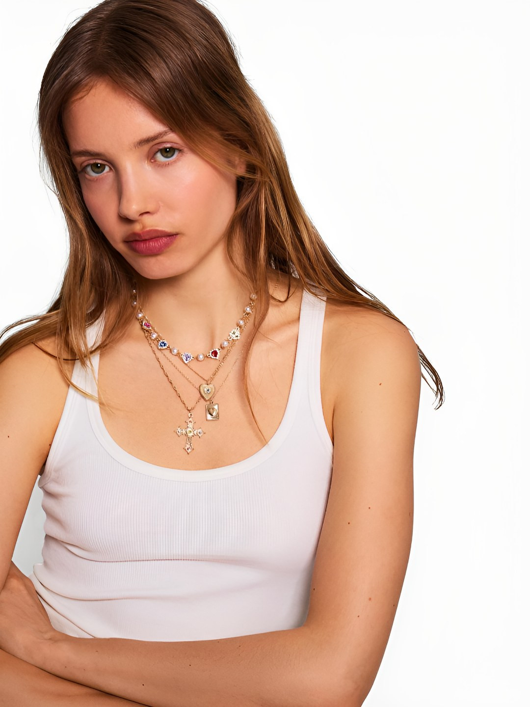 Bershka Set Of 4 Rhinestone Studded Statement Necklace