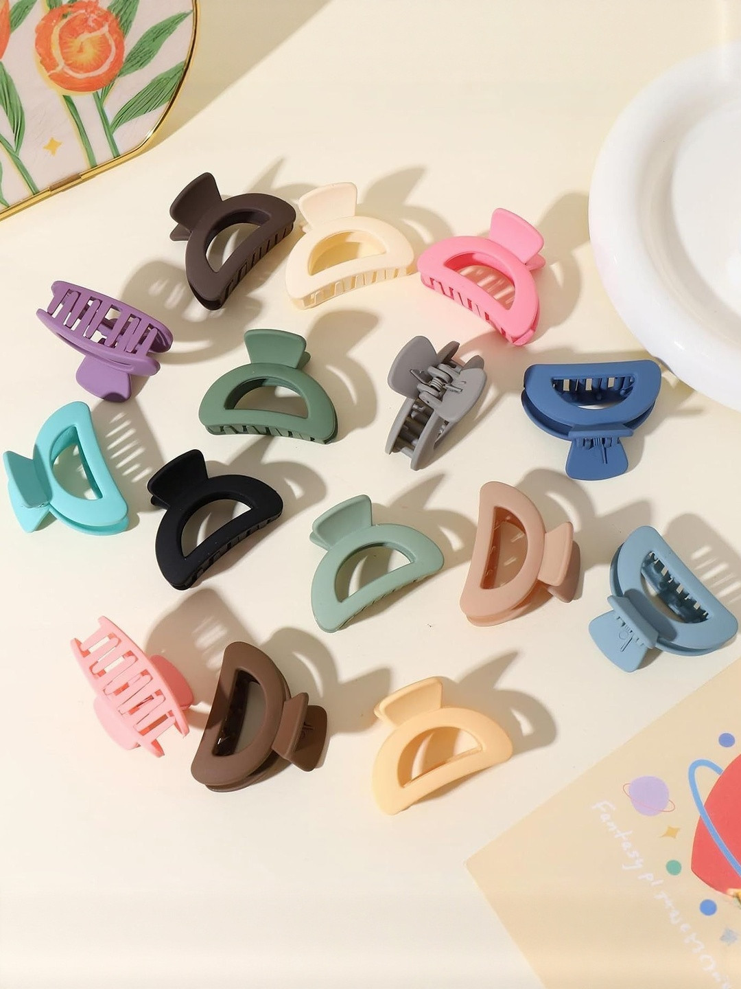 DIVASTRI Women Matte D-Shape Claw Clips Pack of 8