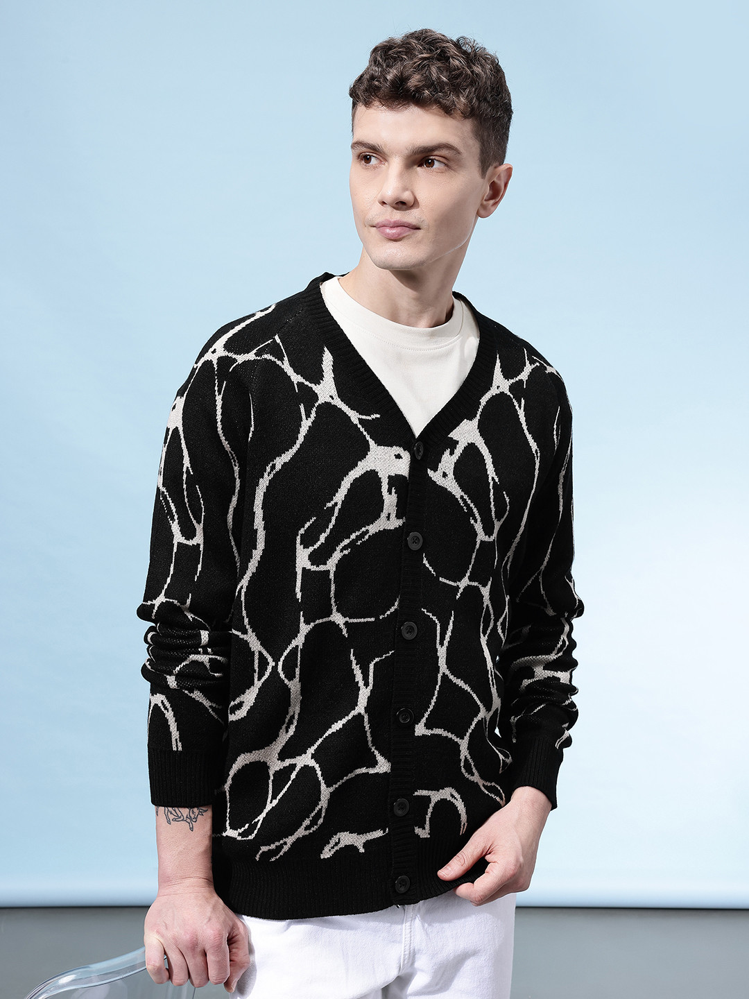 glitchez Self-Design Relaxed Cardigan