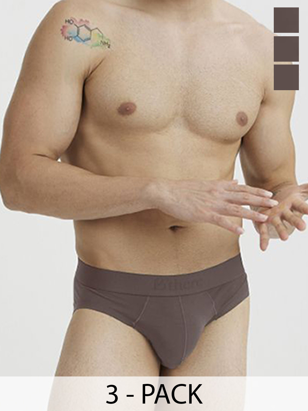 B'there Men Pack Of 3 Mid-Rise Basic Briefs U002_SPG_SPG_SPG