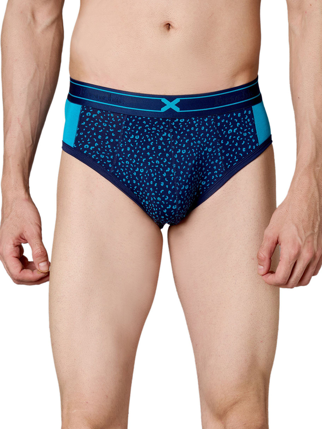 FRENCHIE Men Pack Of 2 Abstract Printed Mid-Rise Basic Briefs FR-MI-BF-LIT-1X5-CBBLU-S-PO2