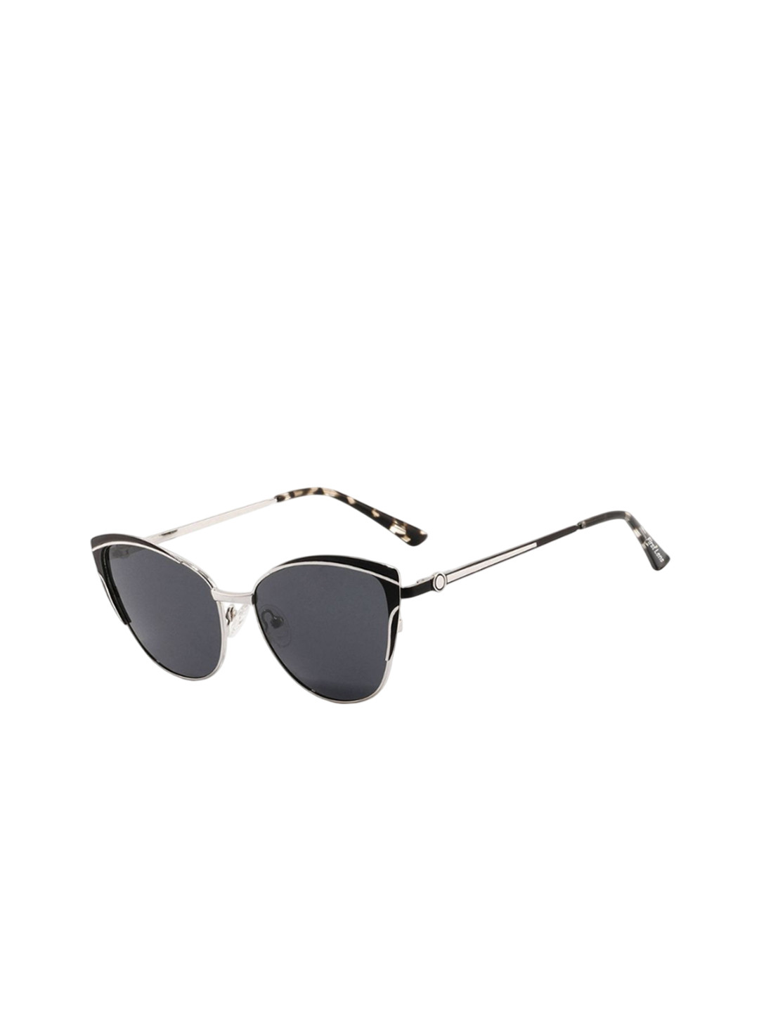 First Lens Unisex Black Lens & Silver-Toned Cateye Sunglasses C10403