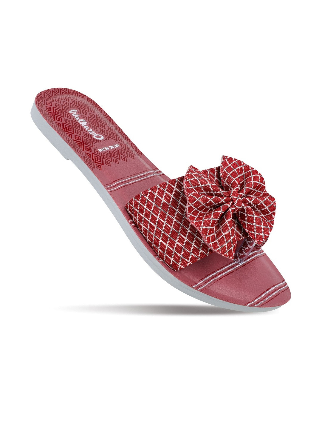 Walkaroo Women Pink Bow Embellished Slip-On Comfort Sandal