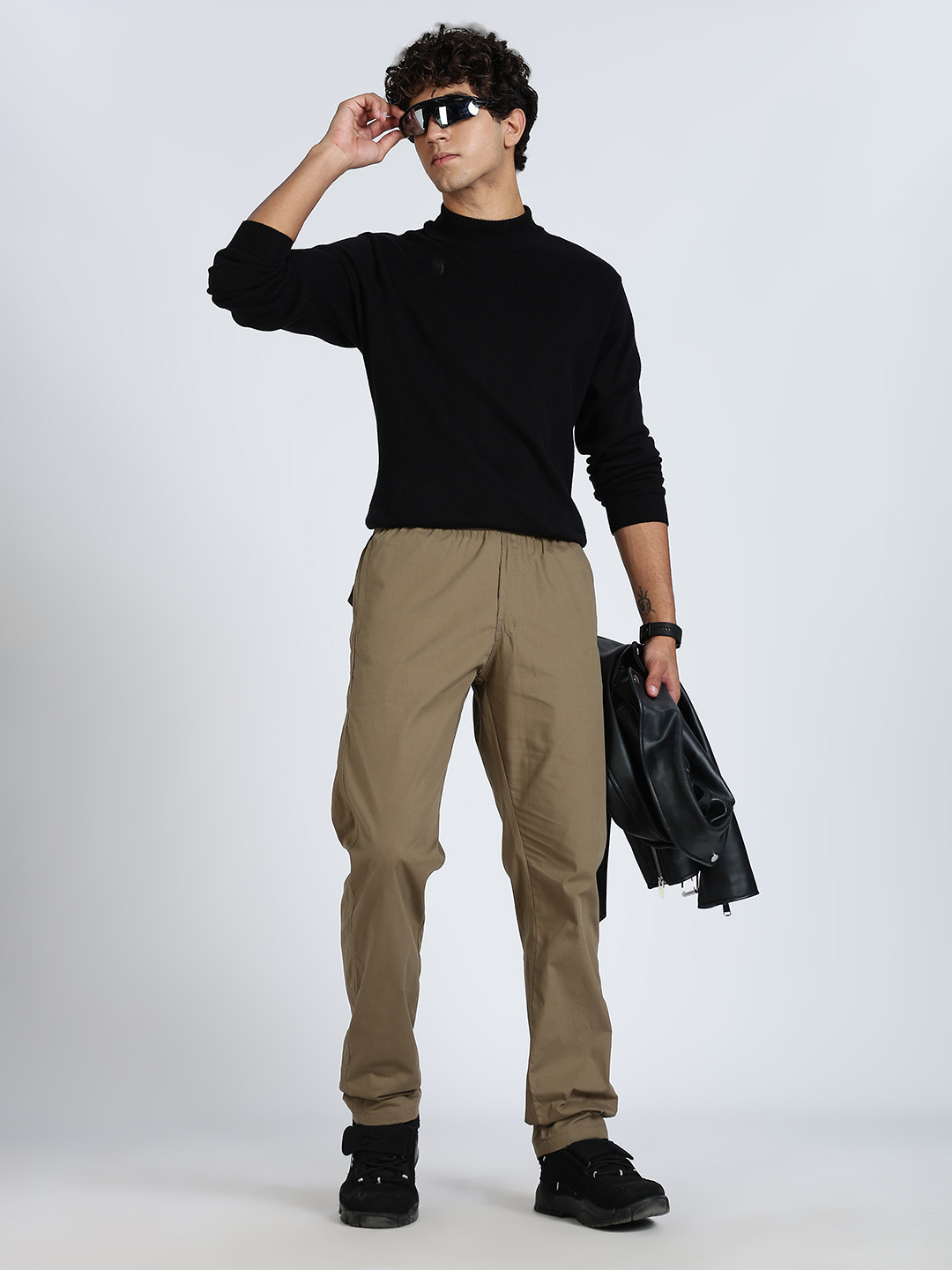24 Street Men Mid-Rise Cotton Regular Trousers