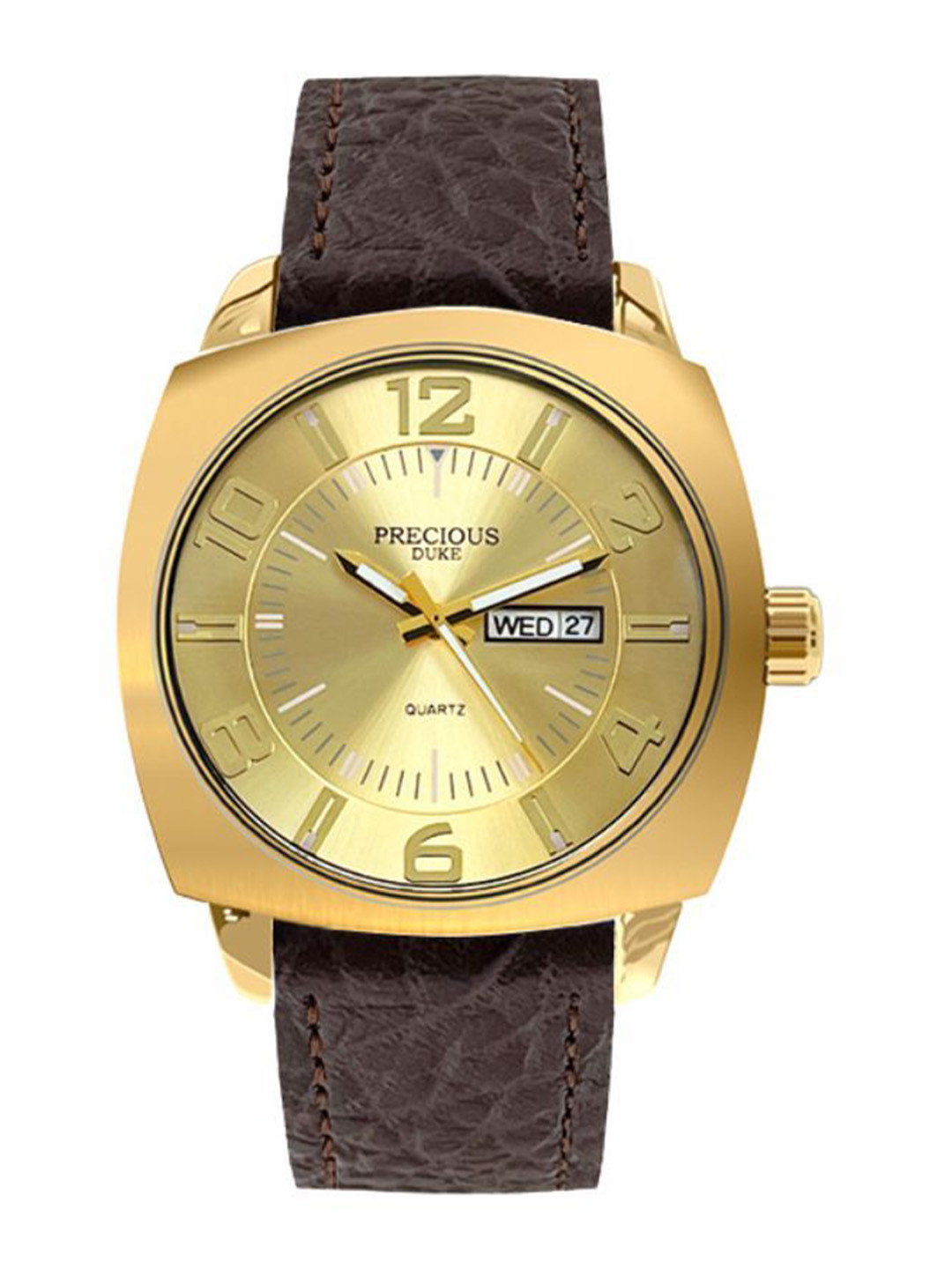 Precious Duke Men Leather Straps Analogue Watch PD_775364952911_Gold-Toned_57