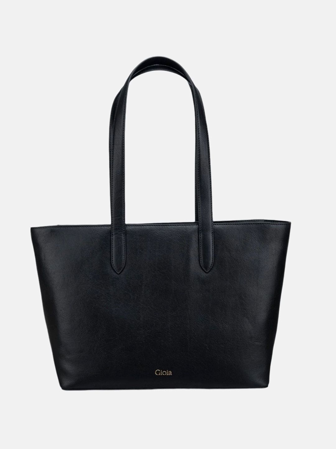 GIOIA Black Grace Top Zip Leather Tote Bag