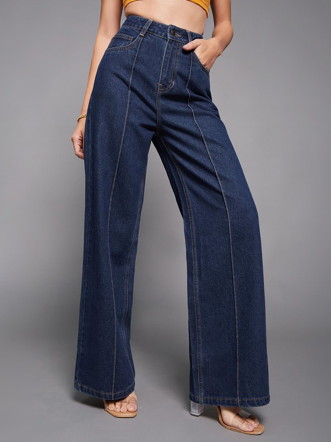 Miss Chase Twilight Prism Women Panelled Wide Leg Jeans
