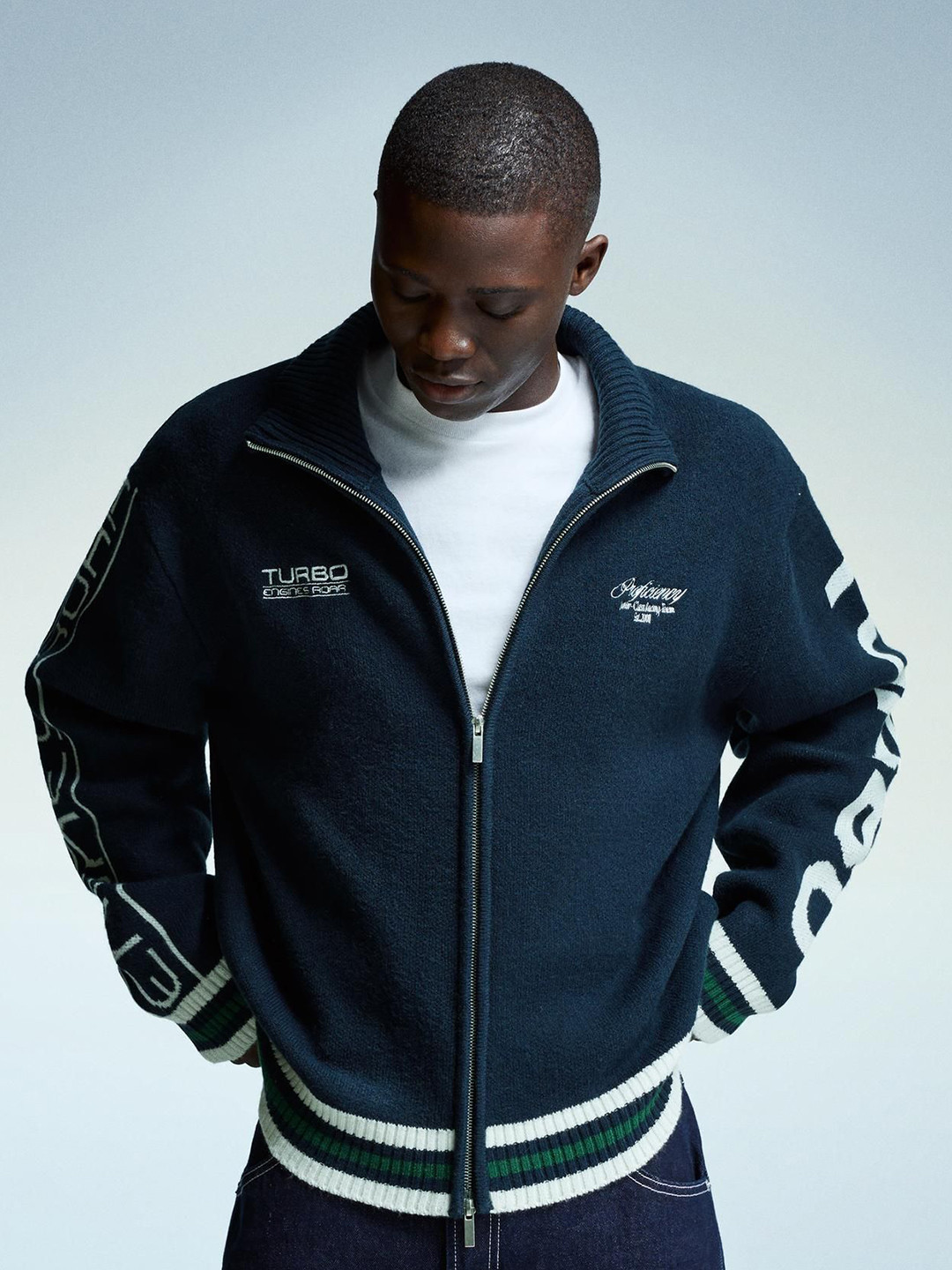 Bershka Embroidered Zip-Up Jacket