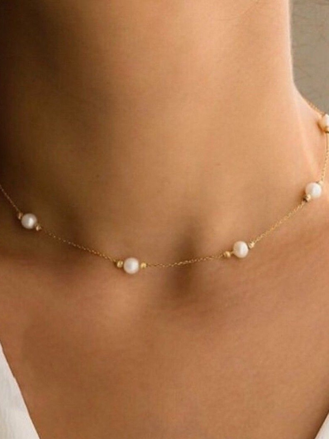 ReNi Brass Gold-Plated Pearl Handcrafted Necklace