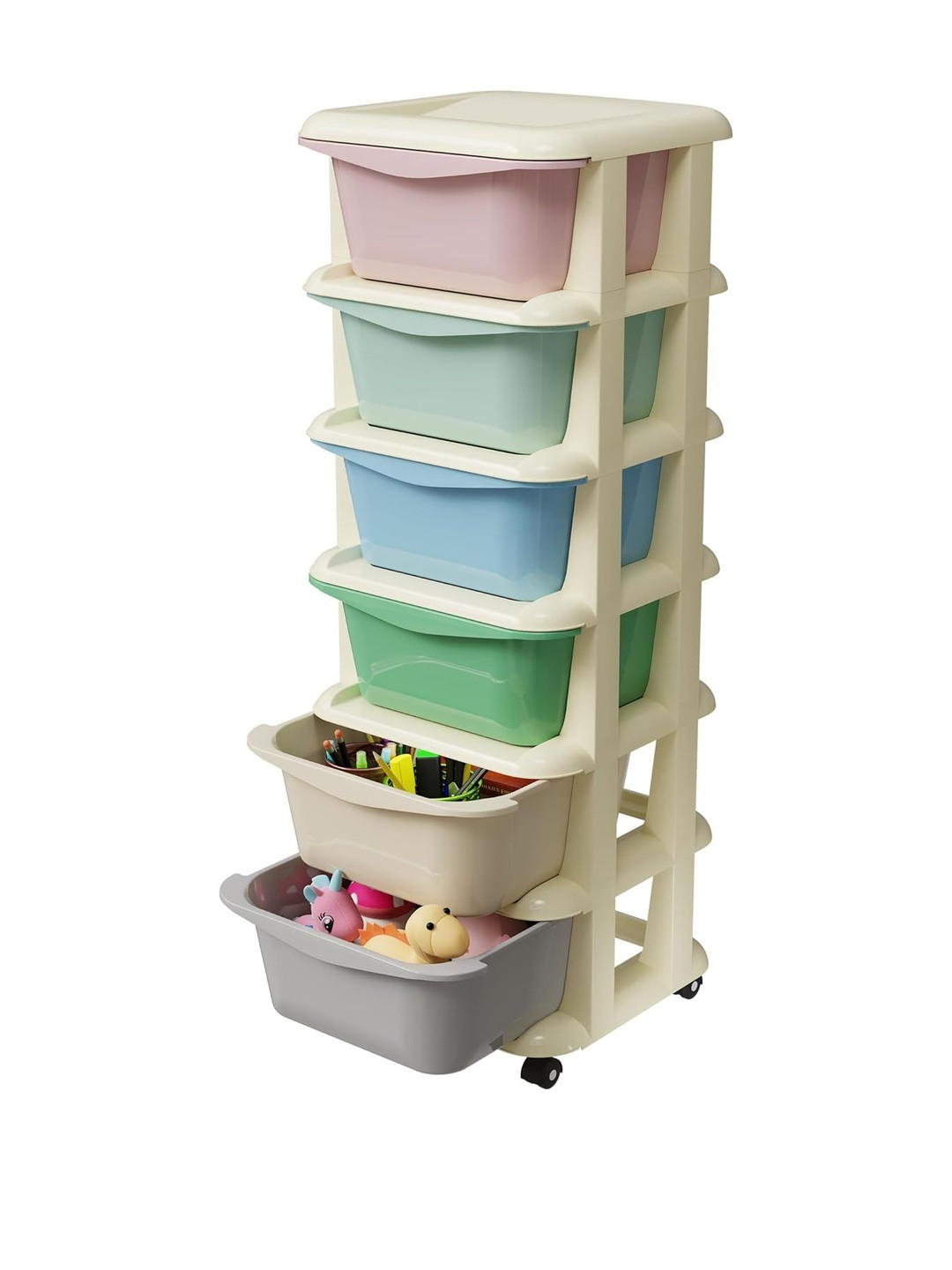 TEX-RO Multicolor 6 Layer Plastic Modular Drawer