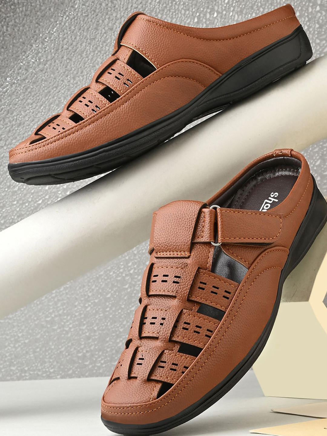 Shooz Men Fisherman Sandals With Velcro Detail