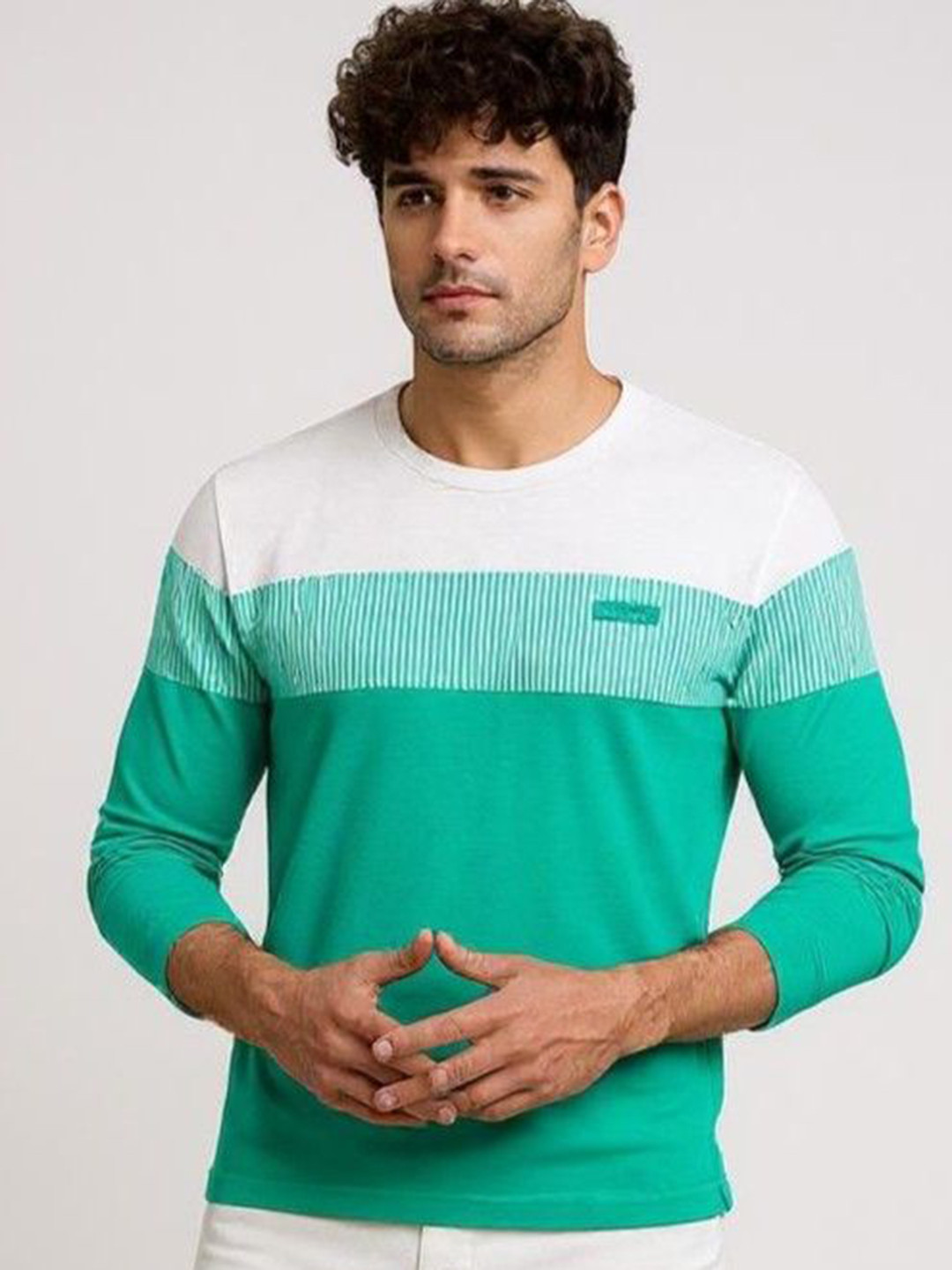 FASHIUM Men Colourblocked Round Neck Cotton T-shirt
