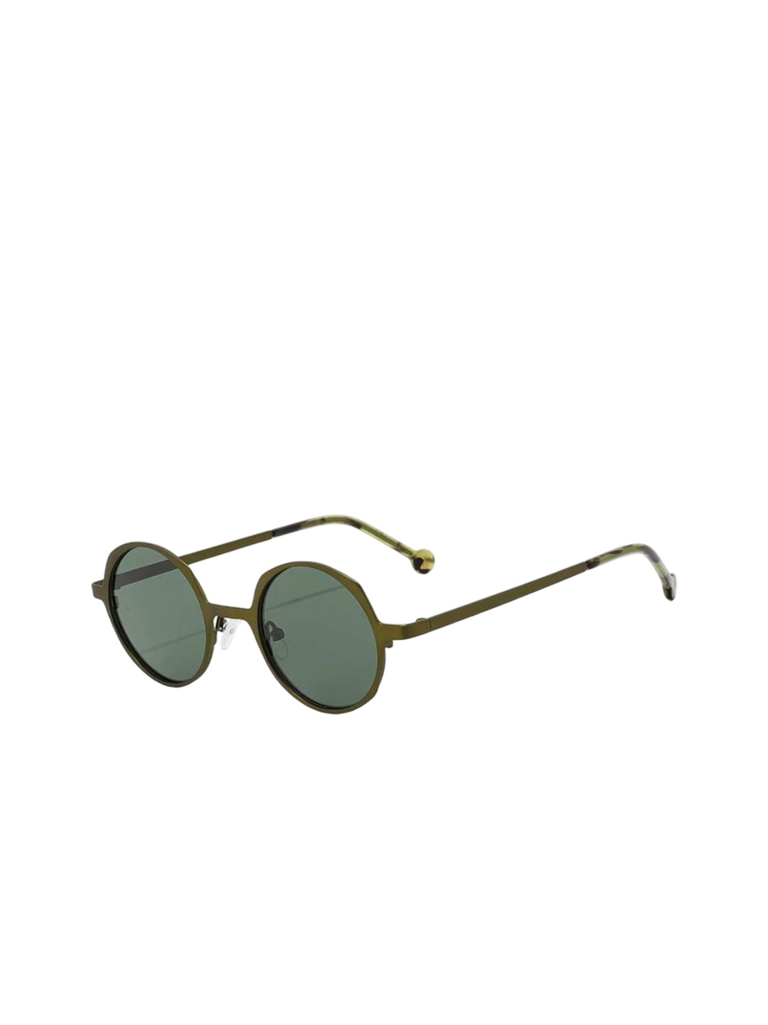 First Lens Unisex Green Lens & Gold-Toned Round Sunglasses C10408