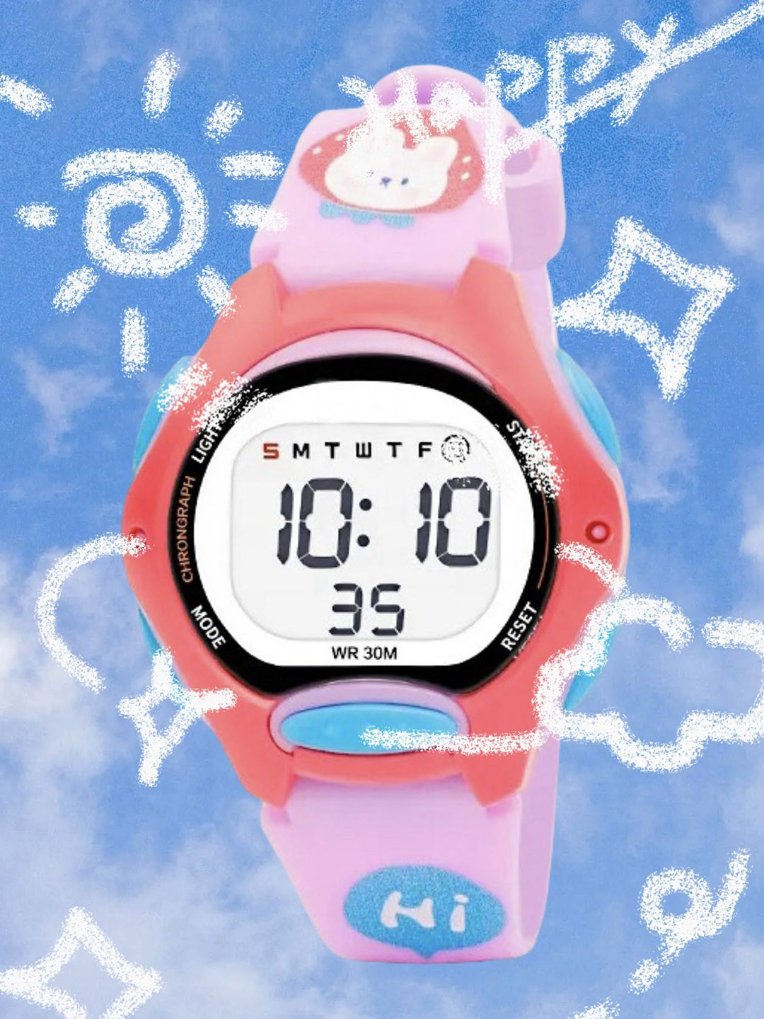 Otage Kids Patterned Dial & Textured Straps Digital Multi Function Watch 8207 Purple1