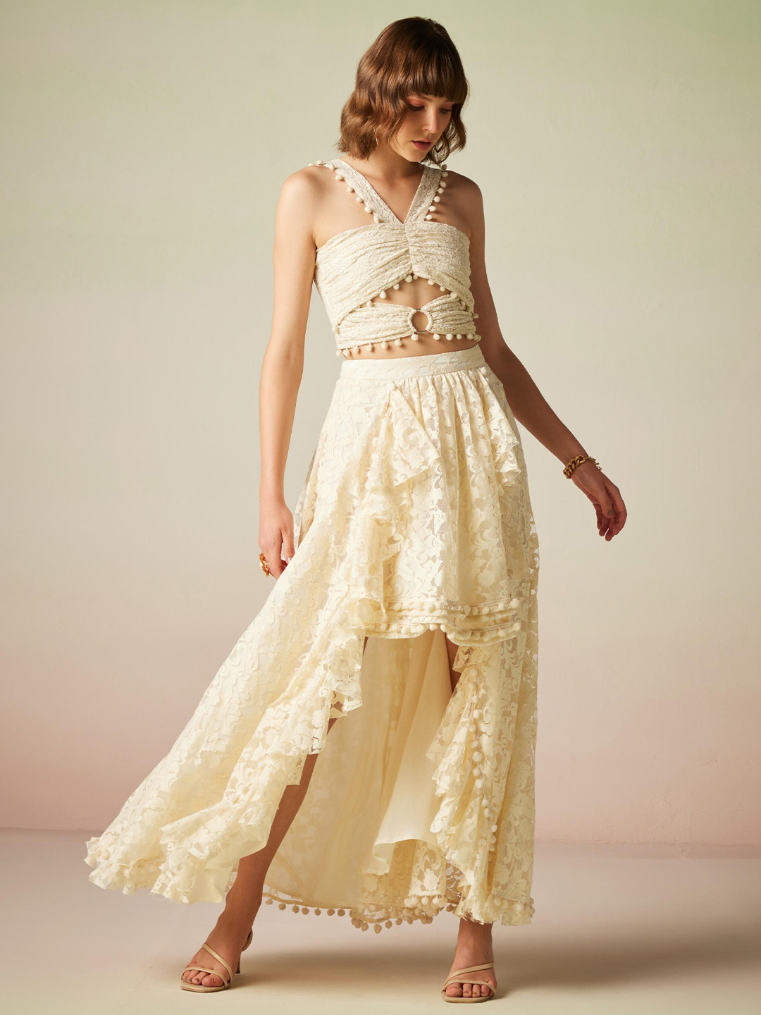 VERB BY PALLAVI SINGHEE Shoulder Straps Cut Out Fitted Crop Top
