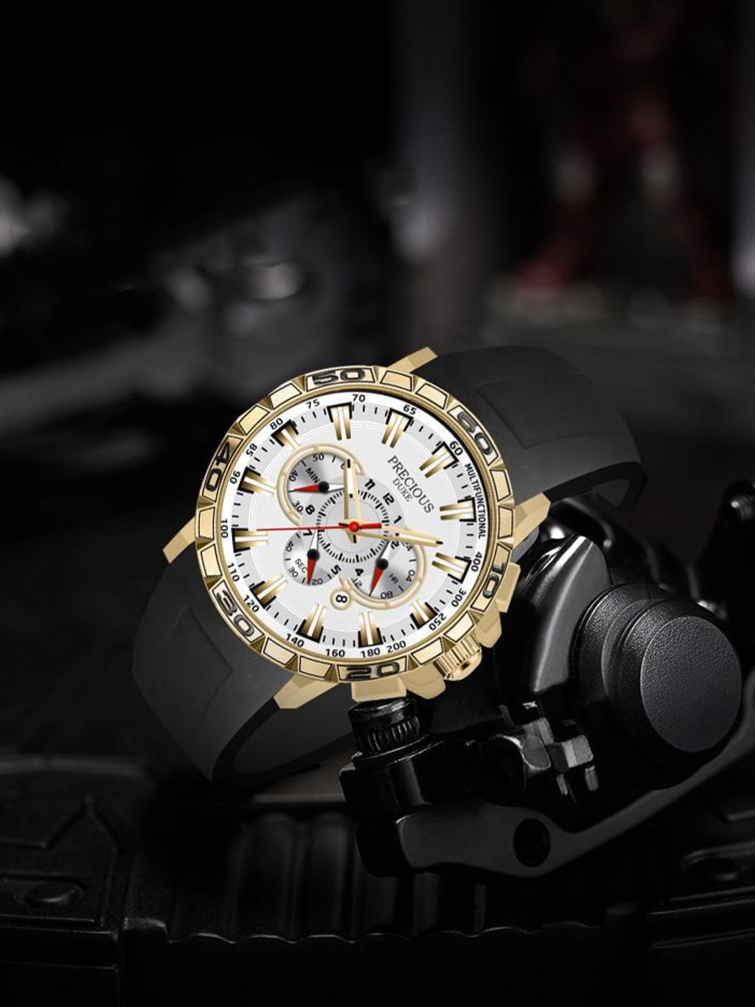 Precious Duke Men Premium Dial & Straps Analogue Watch PD_818453913238-Black-White