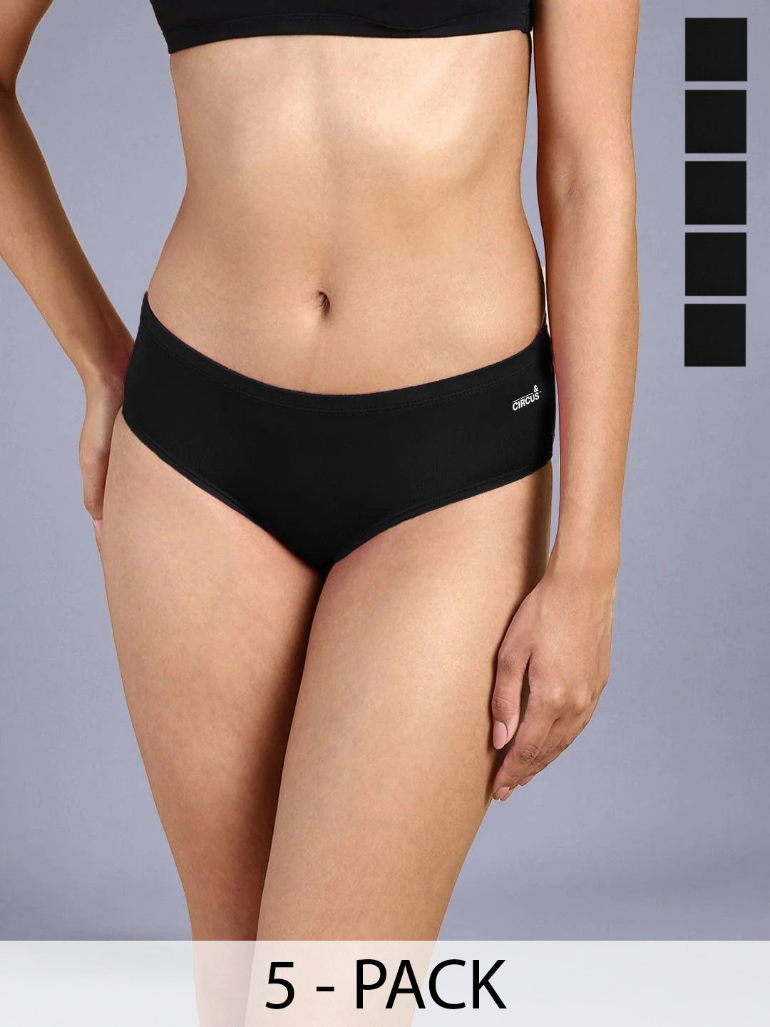 &CIRCUS Women Pack Of 5 Brand Logo Printed Airsoft Bare Hipster Briefs