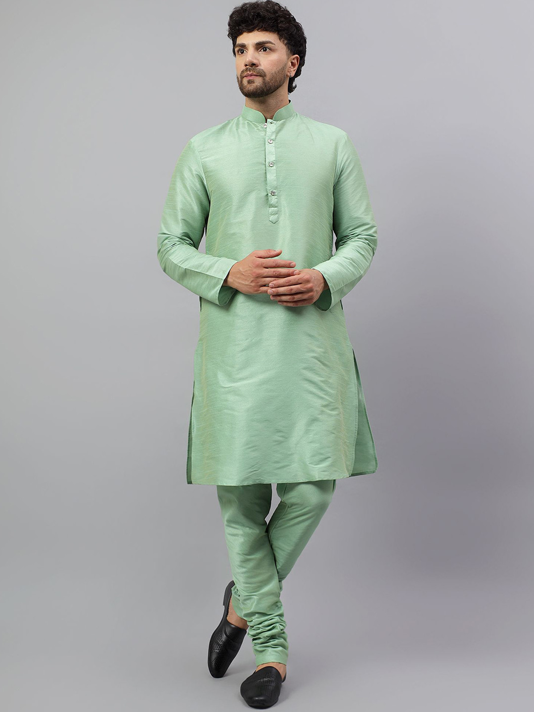 Latest Chikan Garments Men Solid Kurta with Churidar