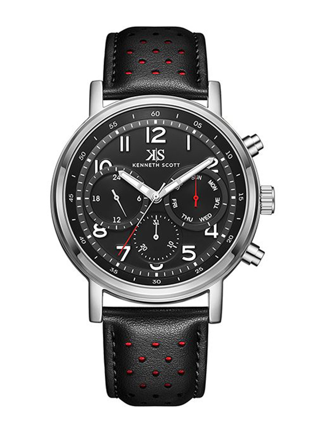 KENNETH SCOTT Men Printed Dial & Leather Straps Analogue Watch K24119-SLBB