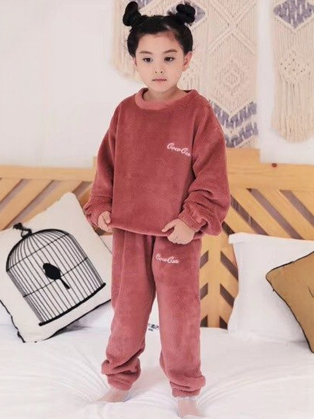 FITIN OUTFIT Girls Solid Wolen Clothing Set