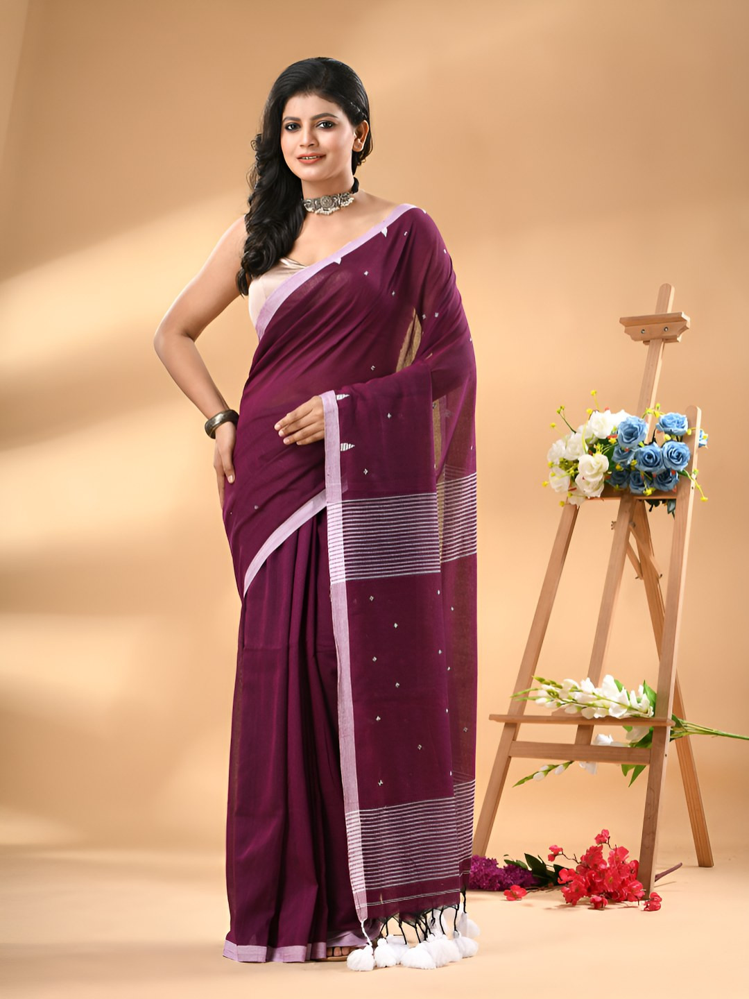WoodenTant Woven Design Pure Cotton Saree