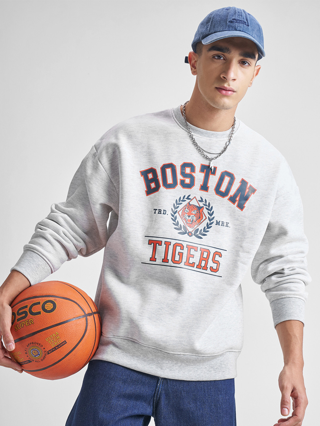 HIGHLANDER Typography Printed Drop Shoulder Over Sized Pullover Sweatshirt