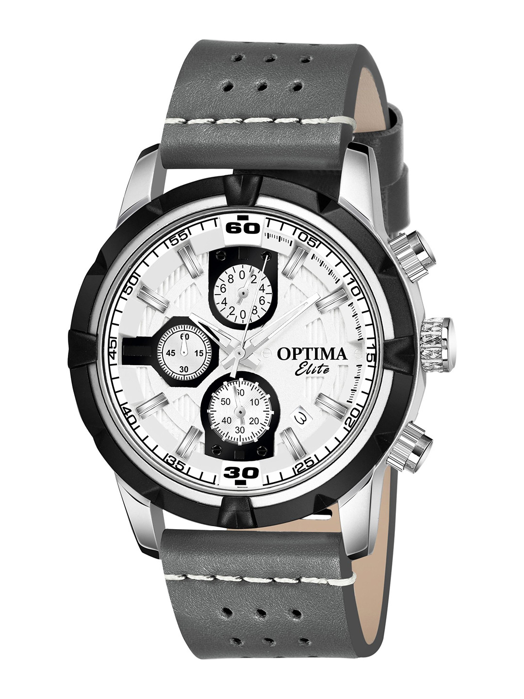 Optima Elite Men Dial & Leather Straps Analogue Chronograph Watch OEM-139-GREY