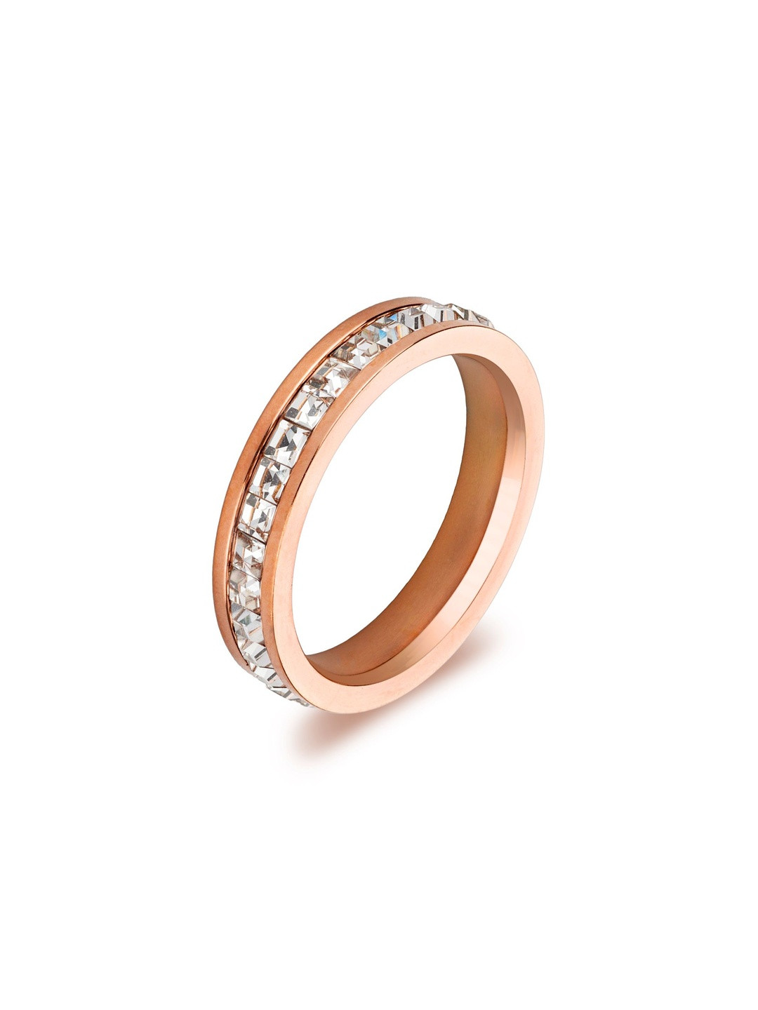 Klean & Care Women Rose Gold-Plated Stainless Steel Full Eternity CZ Band Ring
