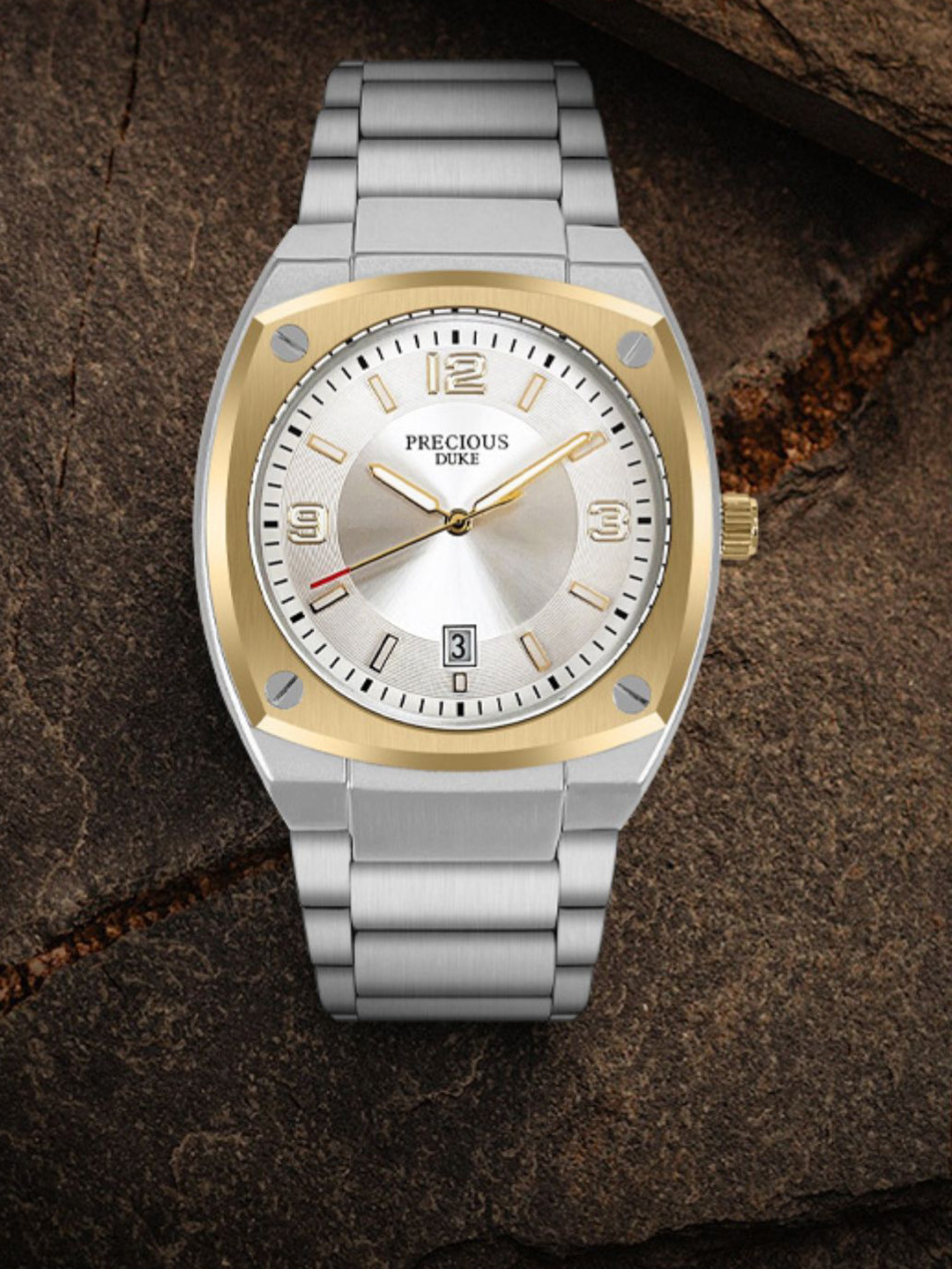 Precious Duke Men Stainless Steel Straps Analogue Watch PD_902850470751-Silver-Rose Gold