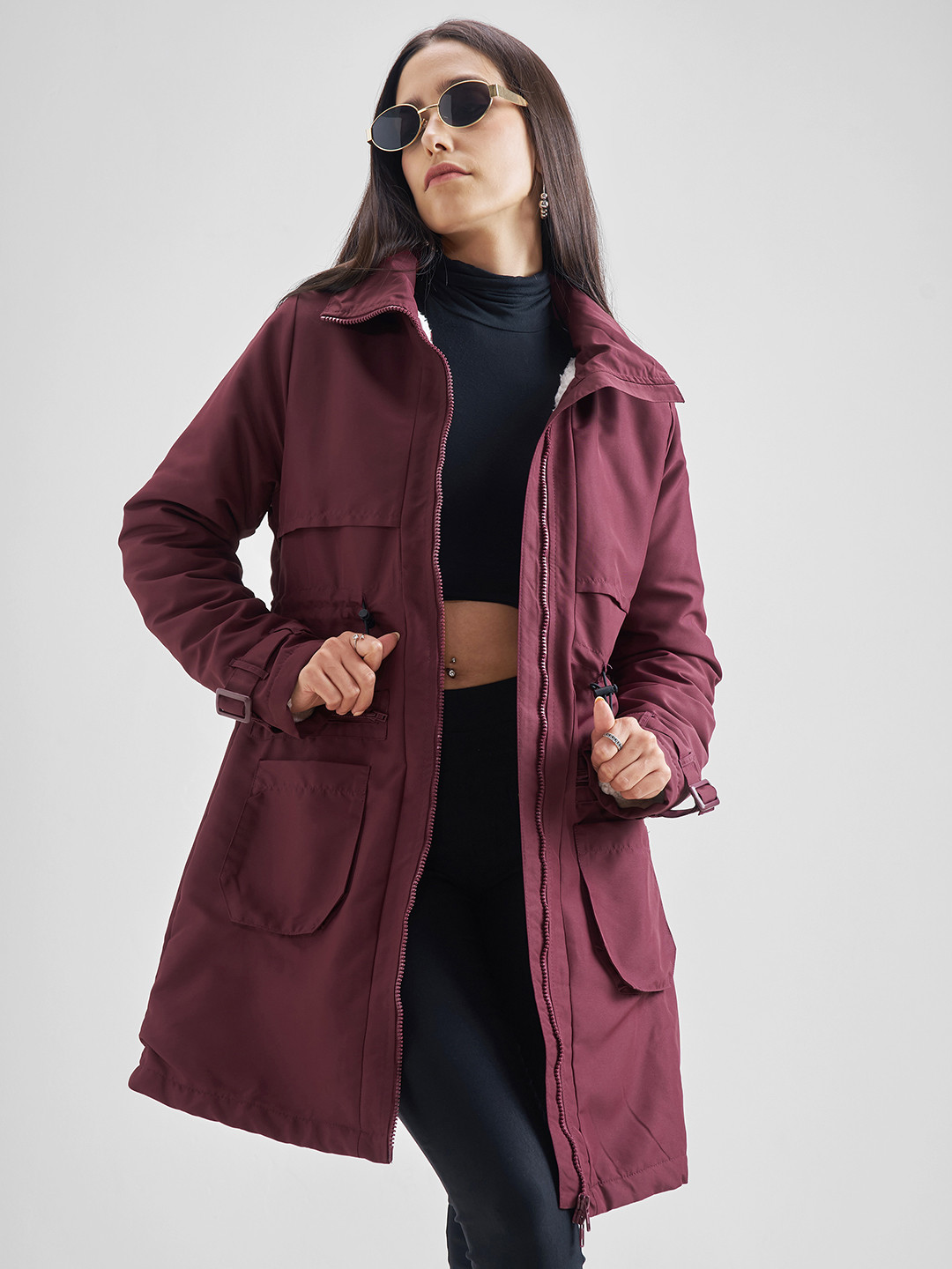 Tokyo Talkies Women Solid Hooded Parka Jacket